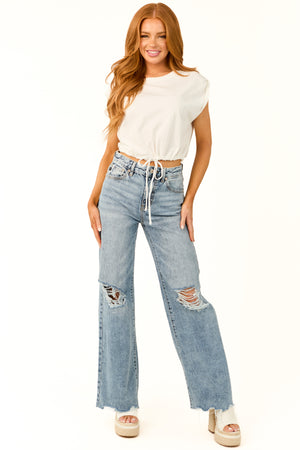 KanCan Medium Wash Ultra High Rise Wide Leg Jeans