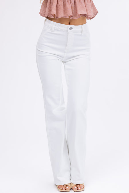 KanCan Off White Ultra High Rise Flare Jeans