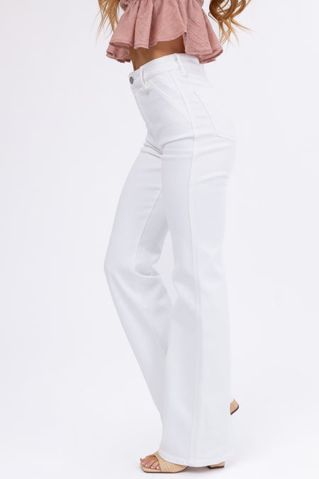 KanCan Off White Ultra High Rise Flare Jeans