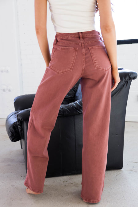 KanCan Terracotta High Rise Wide Leg Jeans