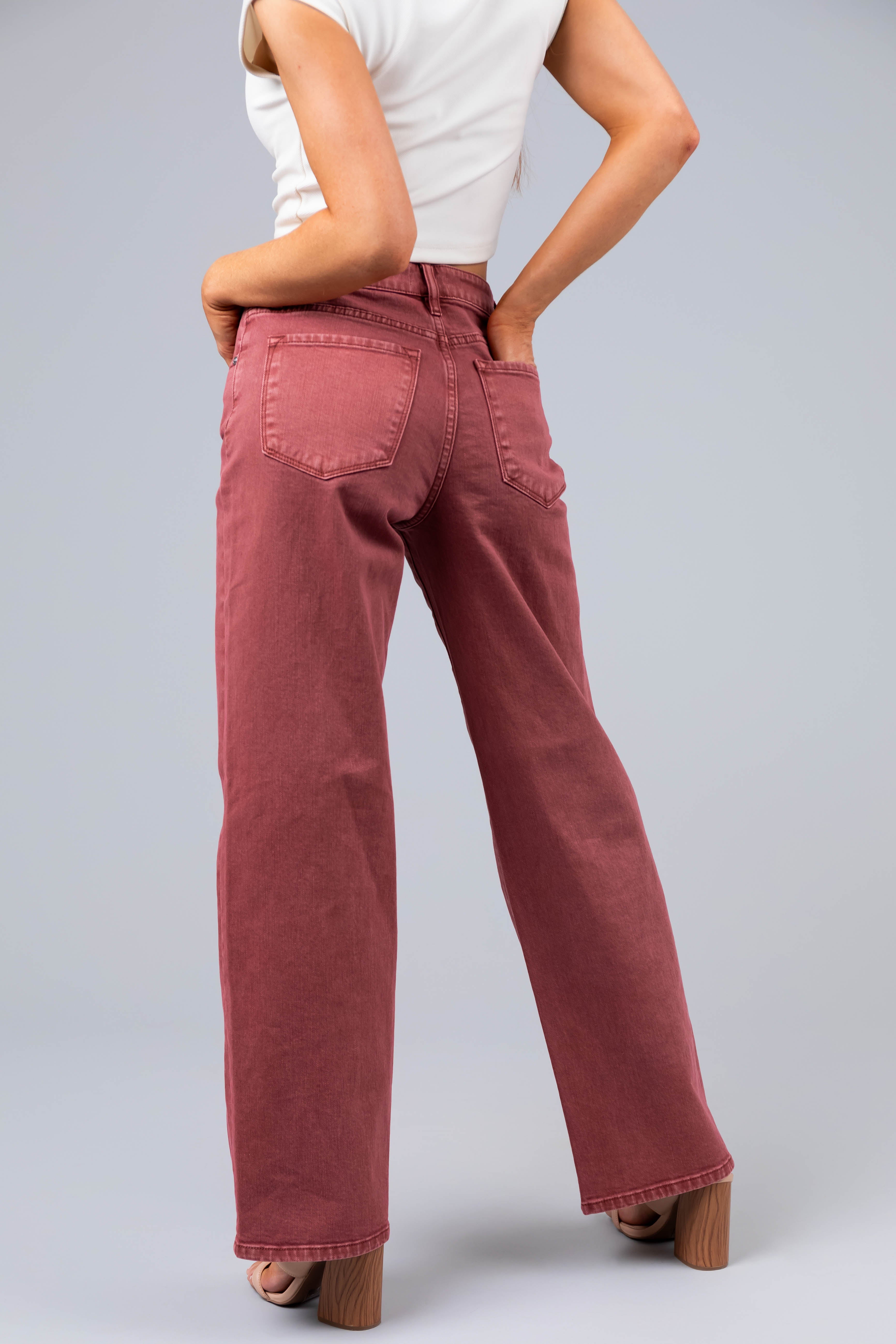 KanCan Terracotta High Rise Wide Leg Jeans