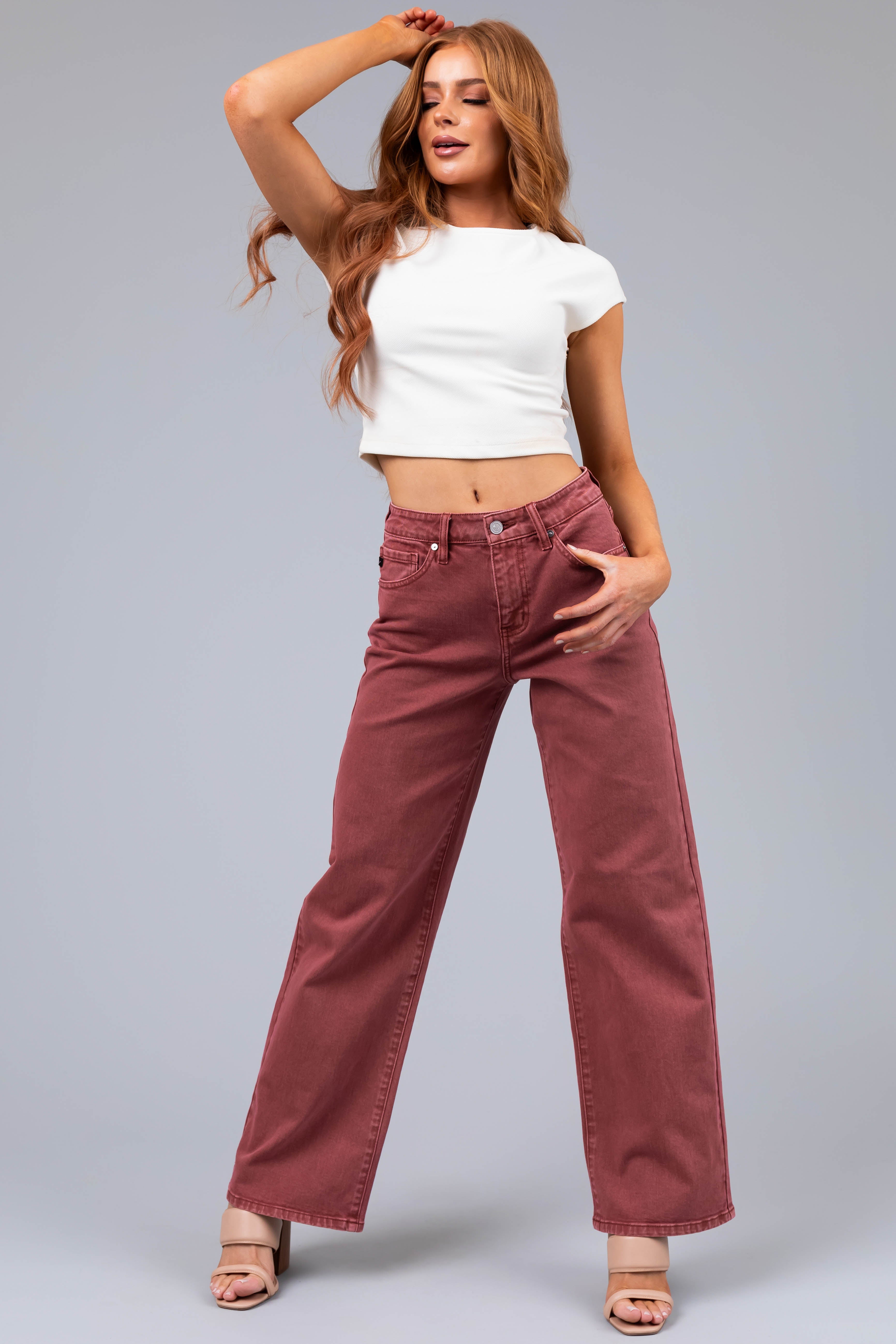 KanCan Terracotta High Rise Wide Leg Jeans