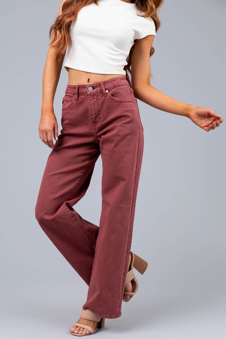 KanCan Terracotta High Rise Wide Leg Jeans