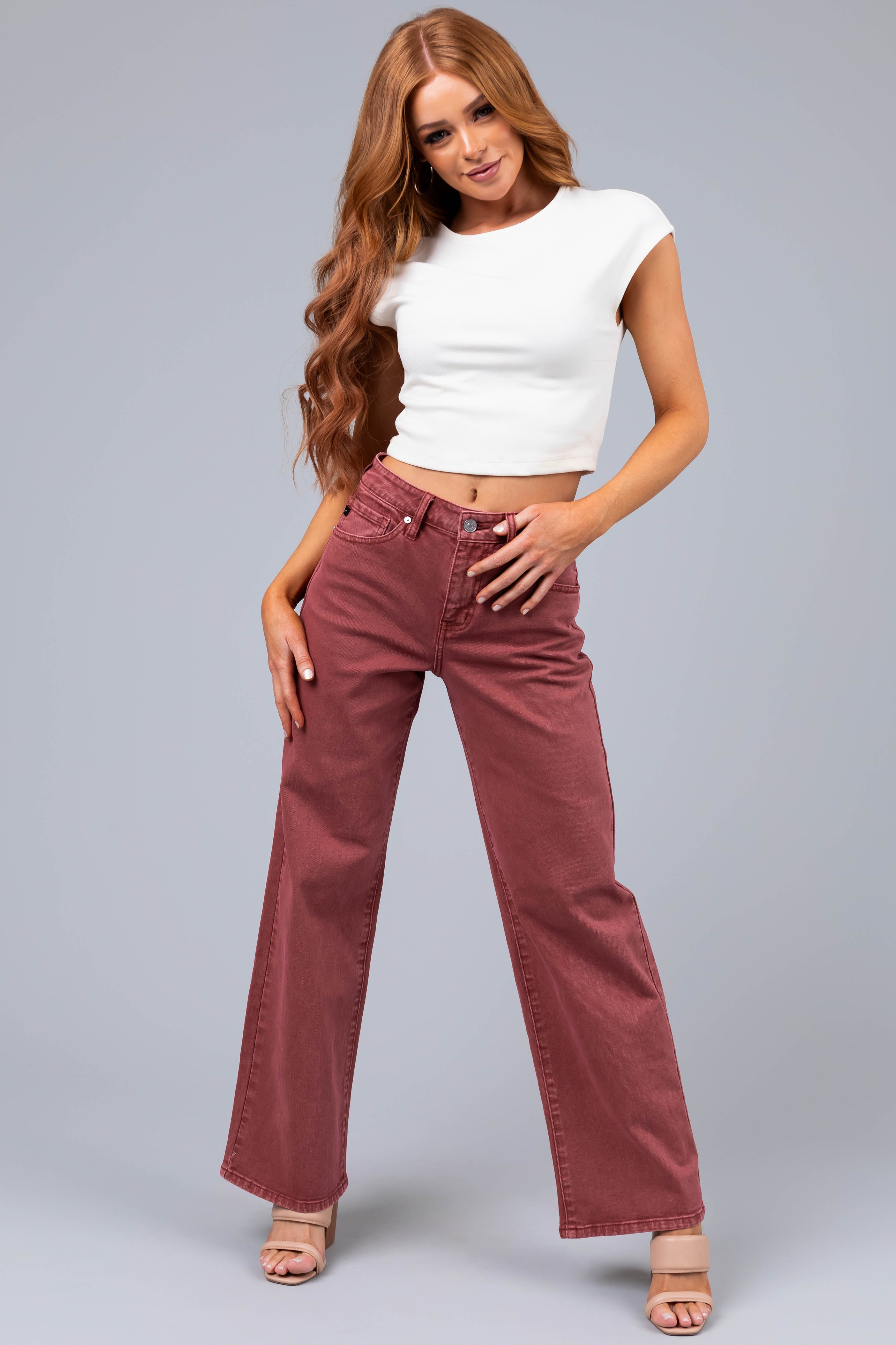 KanCan Terracotta High Rise Wide Leg Jeans