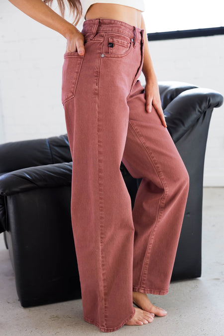 KanCan Terracotta High Rise Wide Leg Jeans