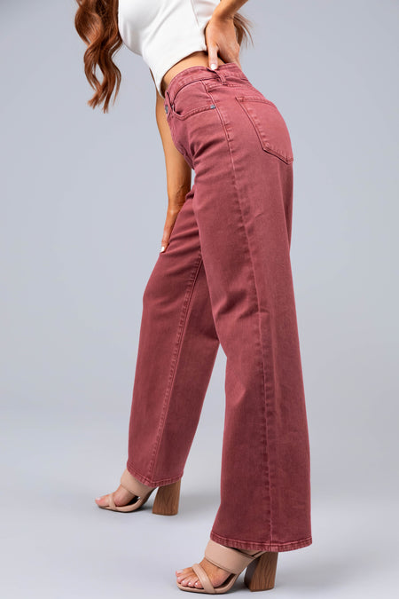 KanCan Terracotta High Rise Wide Leg Jeans