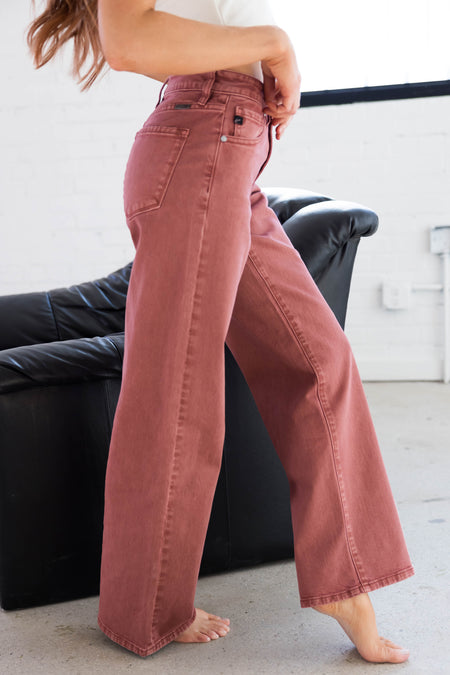 KanCan Terracotta High Rise Wide Leg Jeans