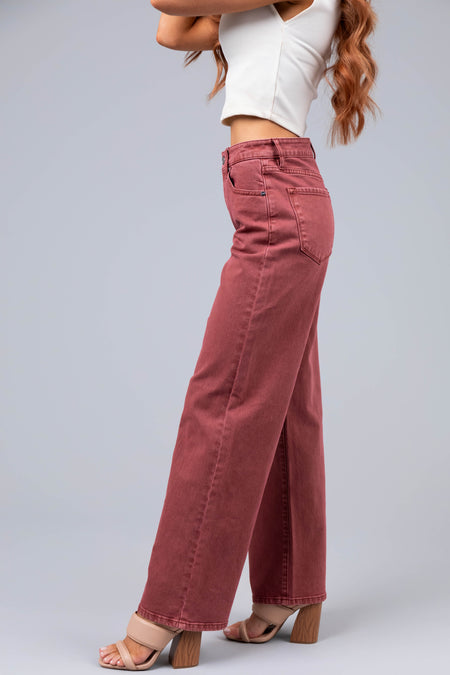 KanCan Terracotta High Rise Wide Leg Jeans