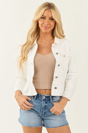 KanCan White Denim Peplum Jacket