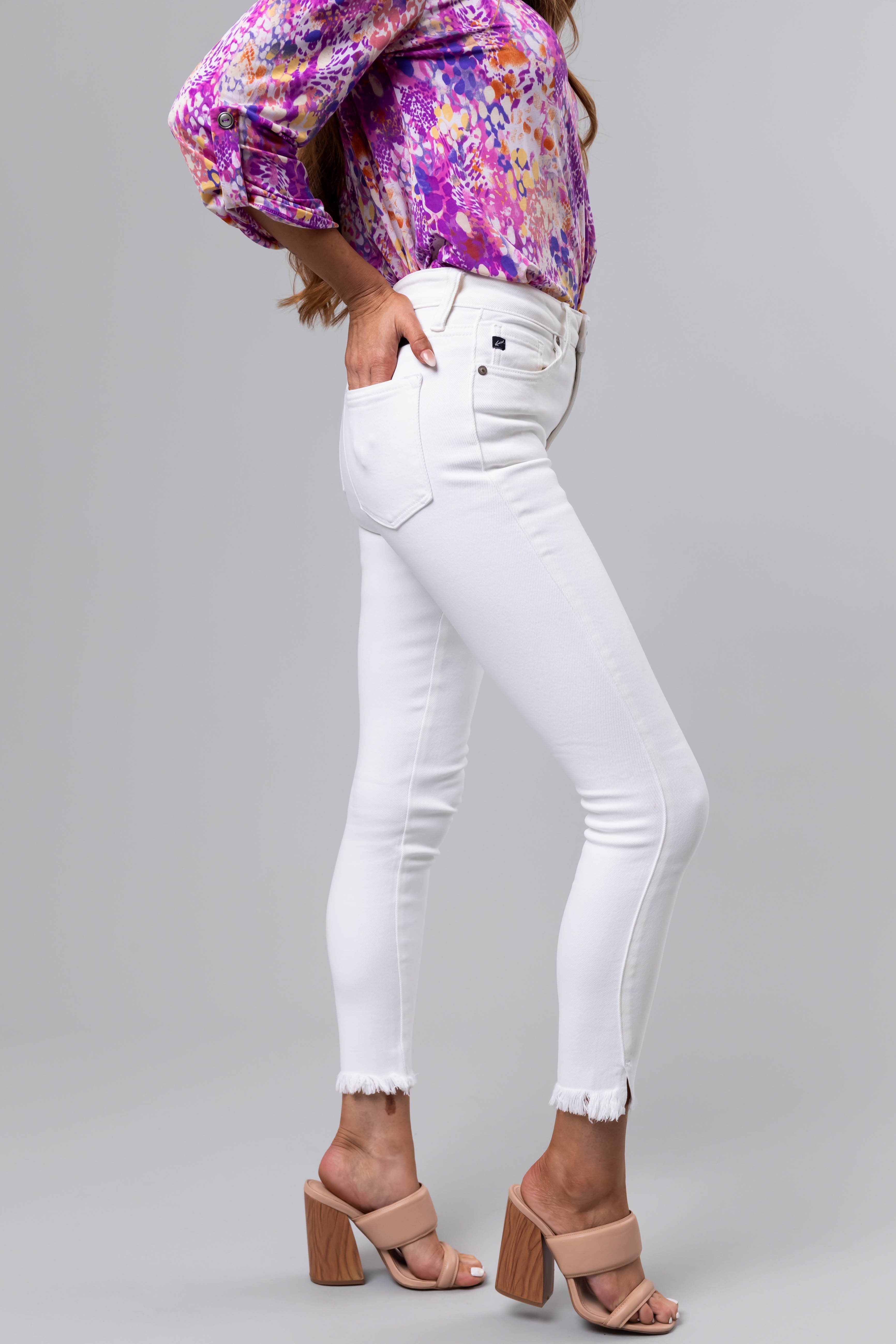 KanCan White High Rise Ankle Skinny Jeans