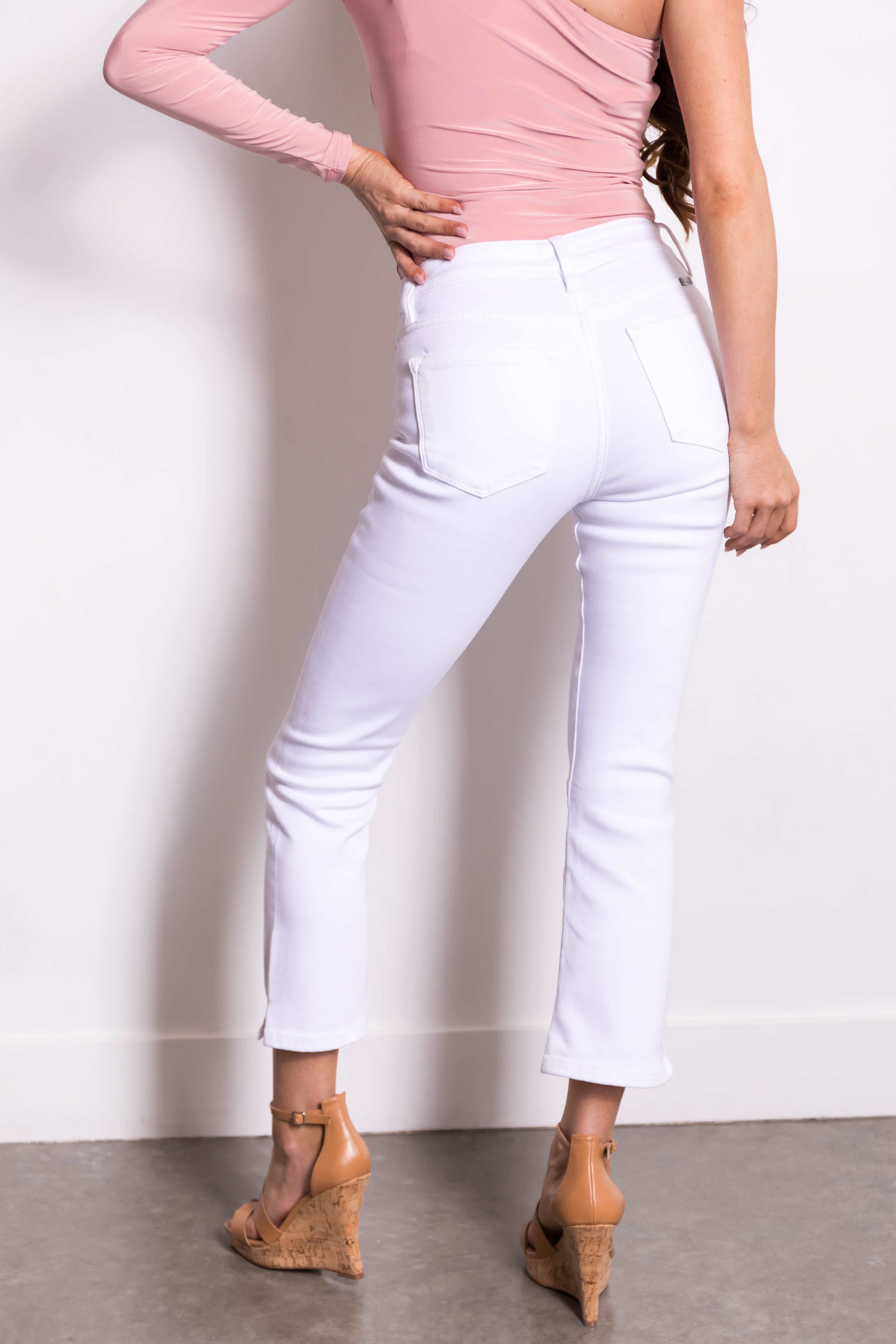 KanCan White High Rise Kick Flare Jeans