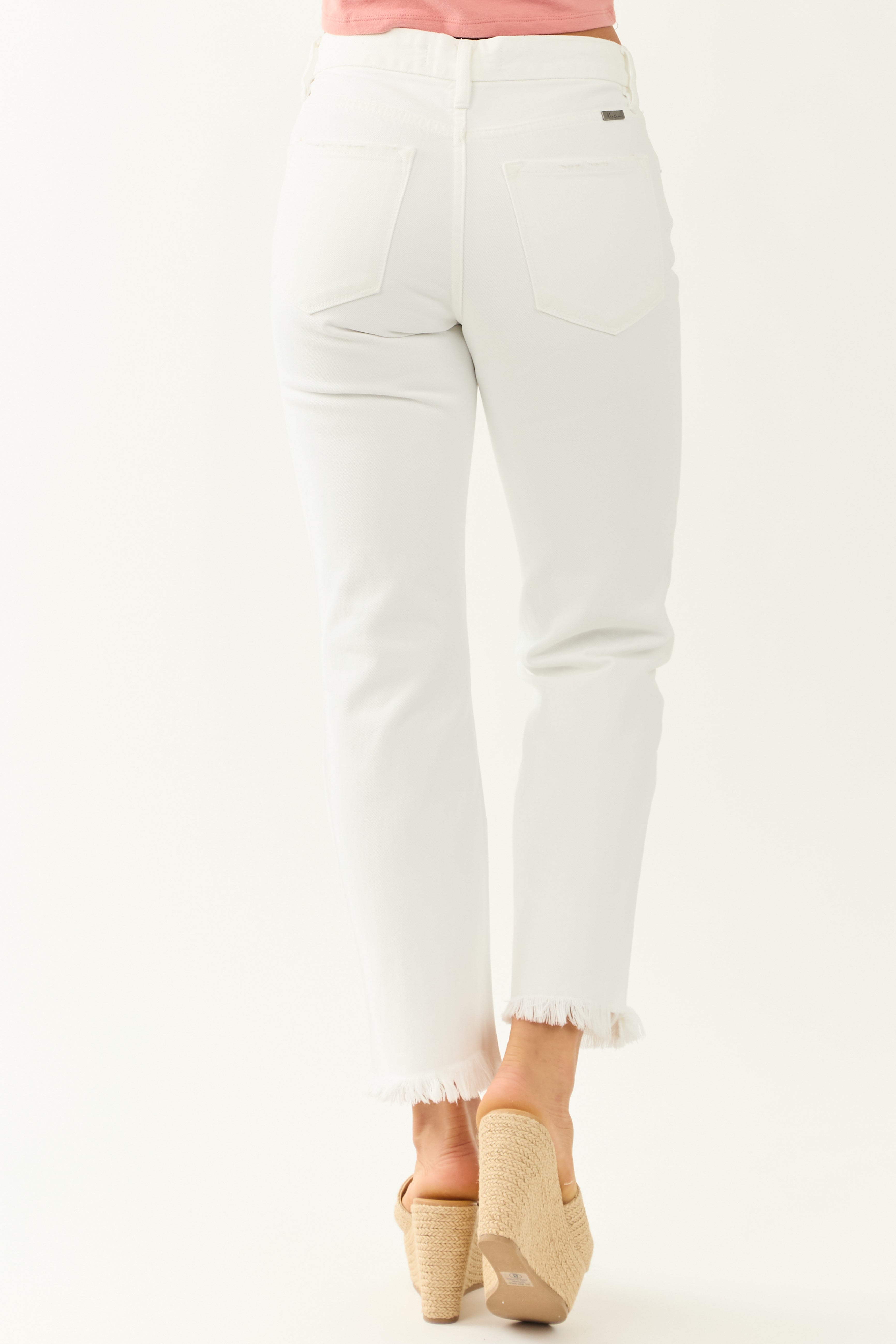 KanCan White High Rise Straight Leg Cropped Jeans