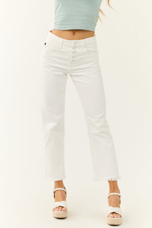 KanCan White High Rise Straight Leg Jeans