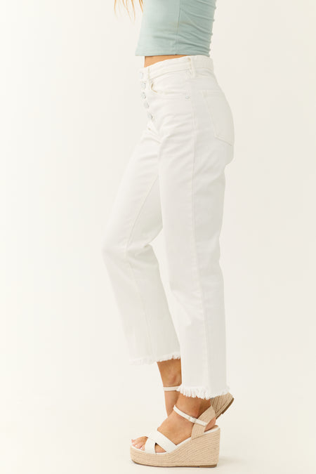 KanCan White High Rise Straight Leg Jeans