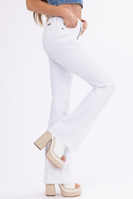 KanCan White Mid Rise Flare Jeans