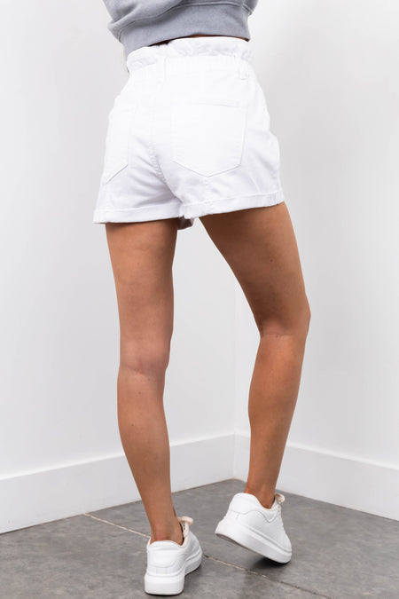 KanCan White Paper Bag Shorts