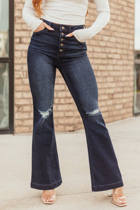 KanCan Dark Wash High Rise Flare Jeans