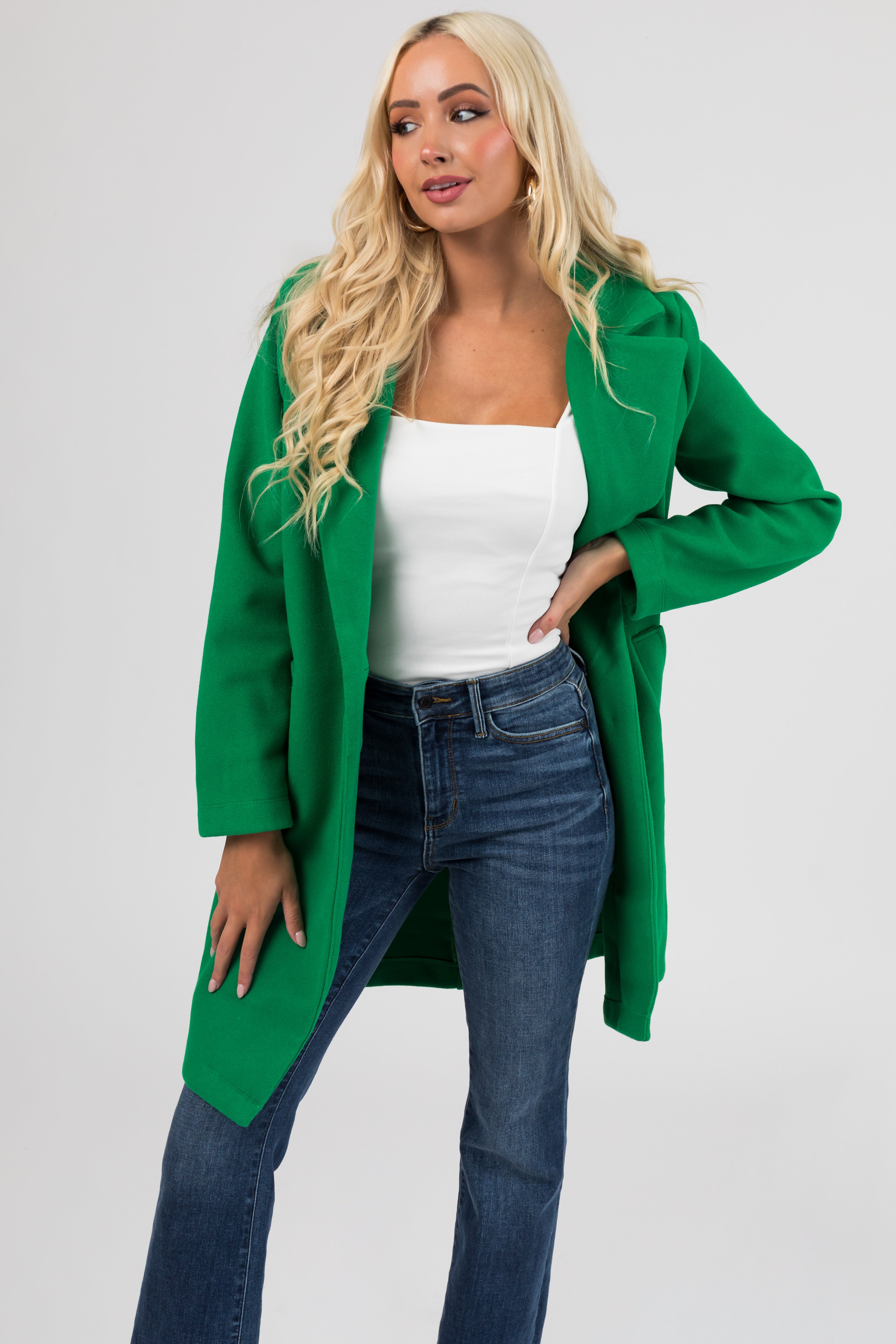 Kelly green coat on sale wool