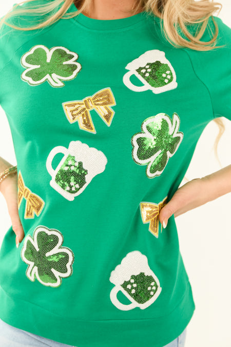 Kelly Green St Patrick's Day Sequin Sweatshirt