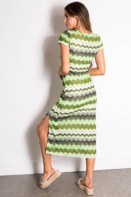 Kiwi Abstract Print Short Sleeve Maxi Dress