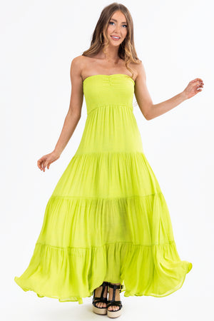 Kiwi Strapless Smocked Top Tiered Maxi Dress