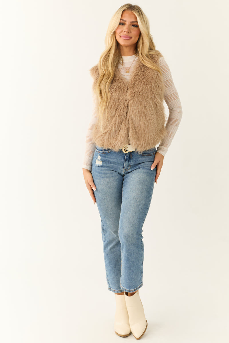 Latte Faux Fur Soft Open Vest