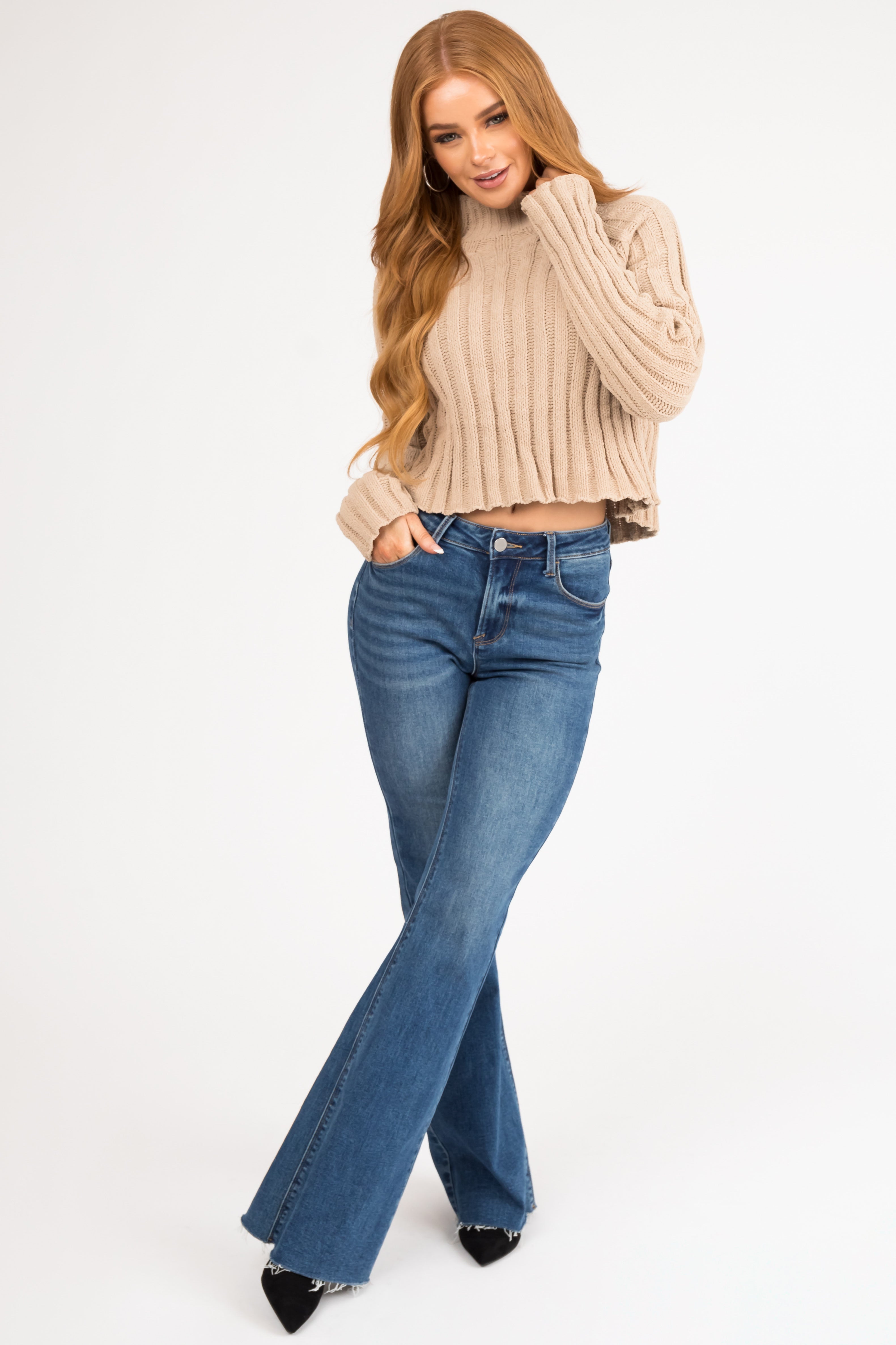 Cropped chenille cheap sweater