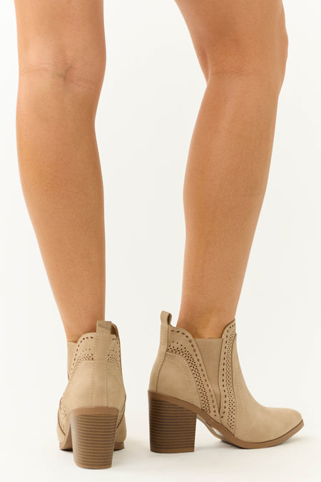 Latte Block Square Heel Ankle Booties