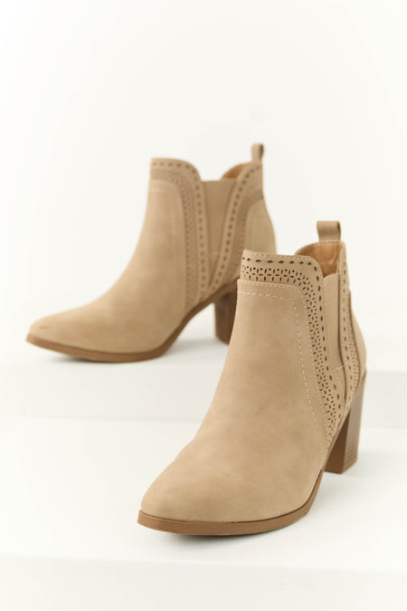 Latte Block Square Heel Ankle Booties