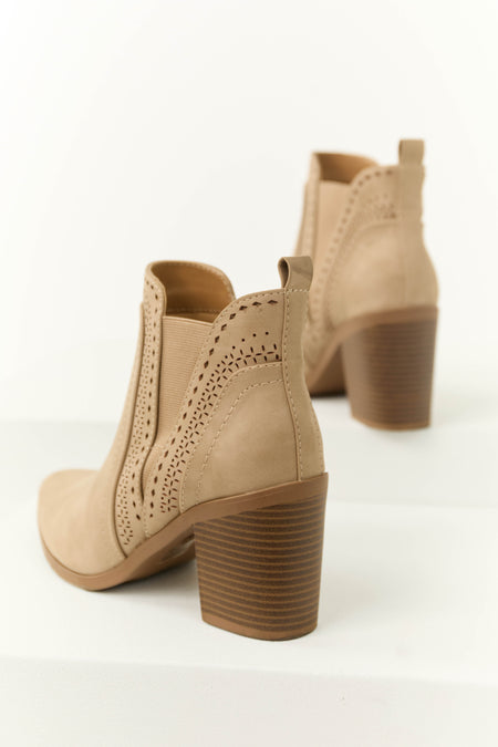 Latte Block Square Heel Ankle Booties