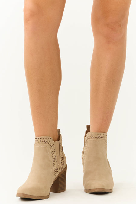 Latte Block Square Heel Ankle Booties