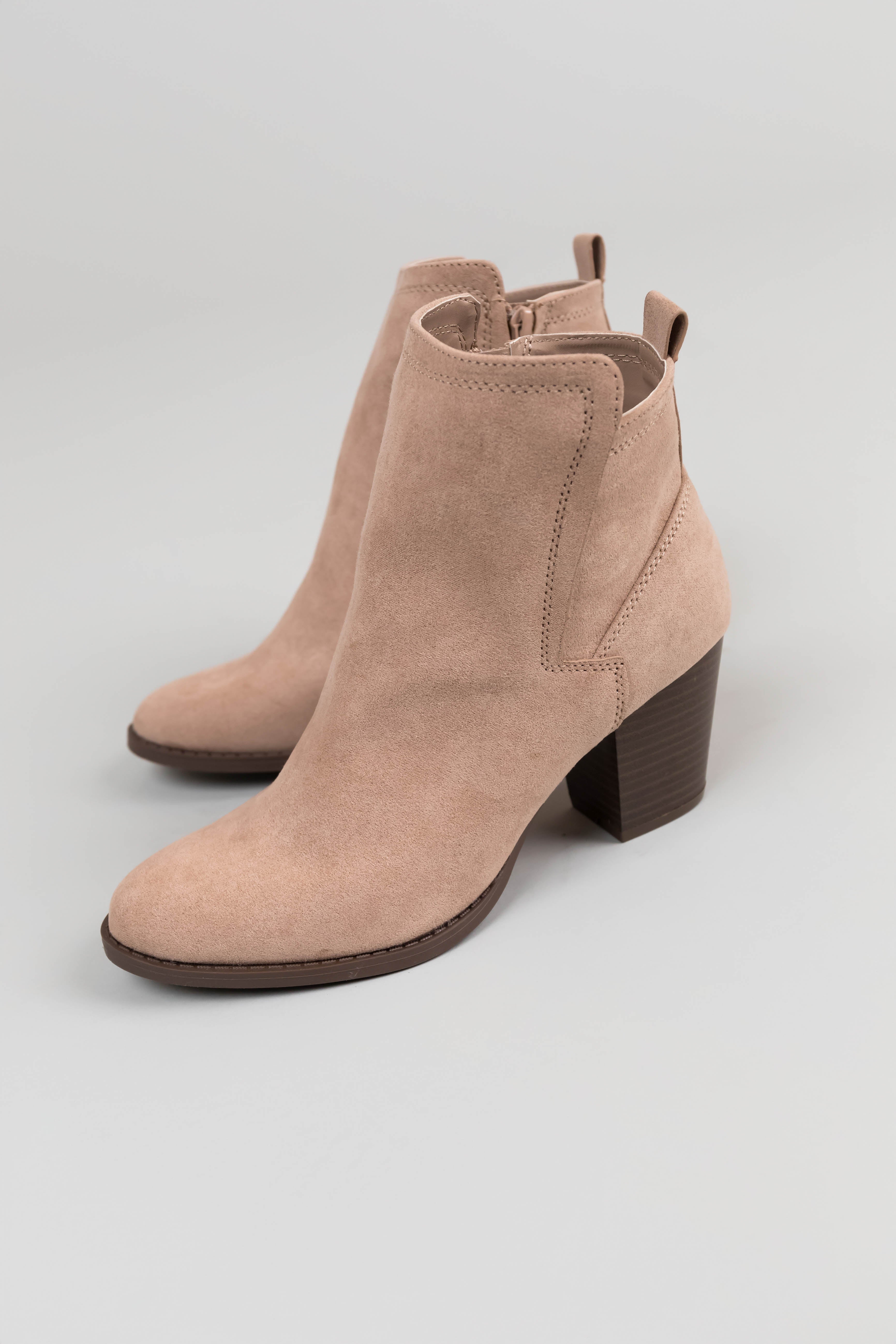 Besha faux suede block clearance heel bootie