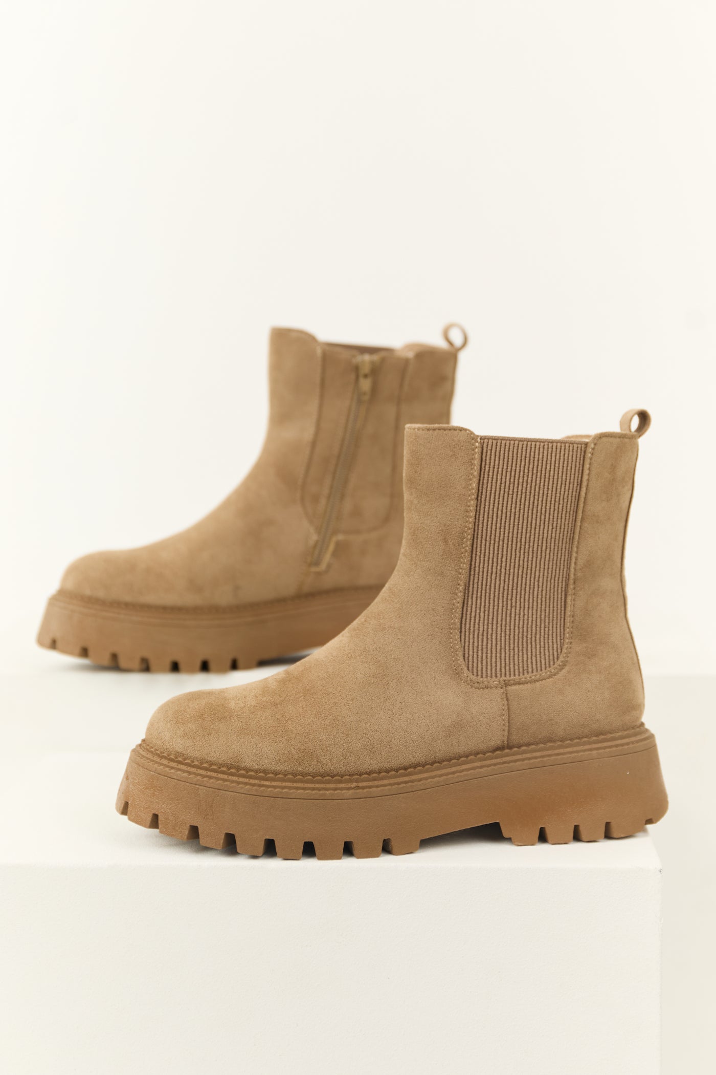 Latte Faux Suede Lug Platform Boots