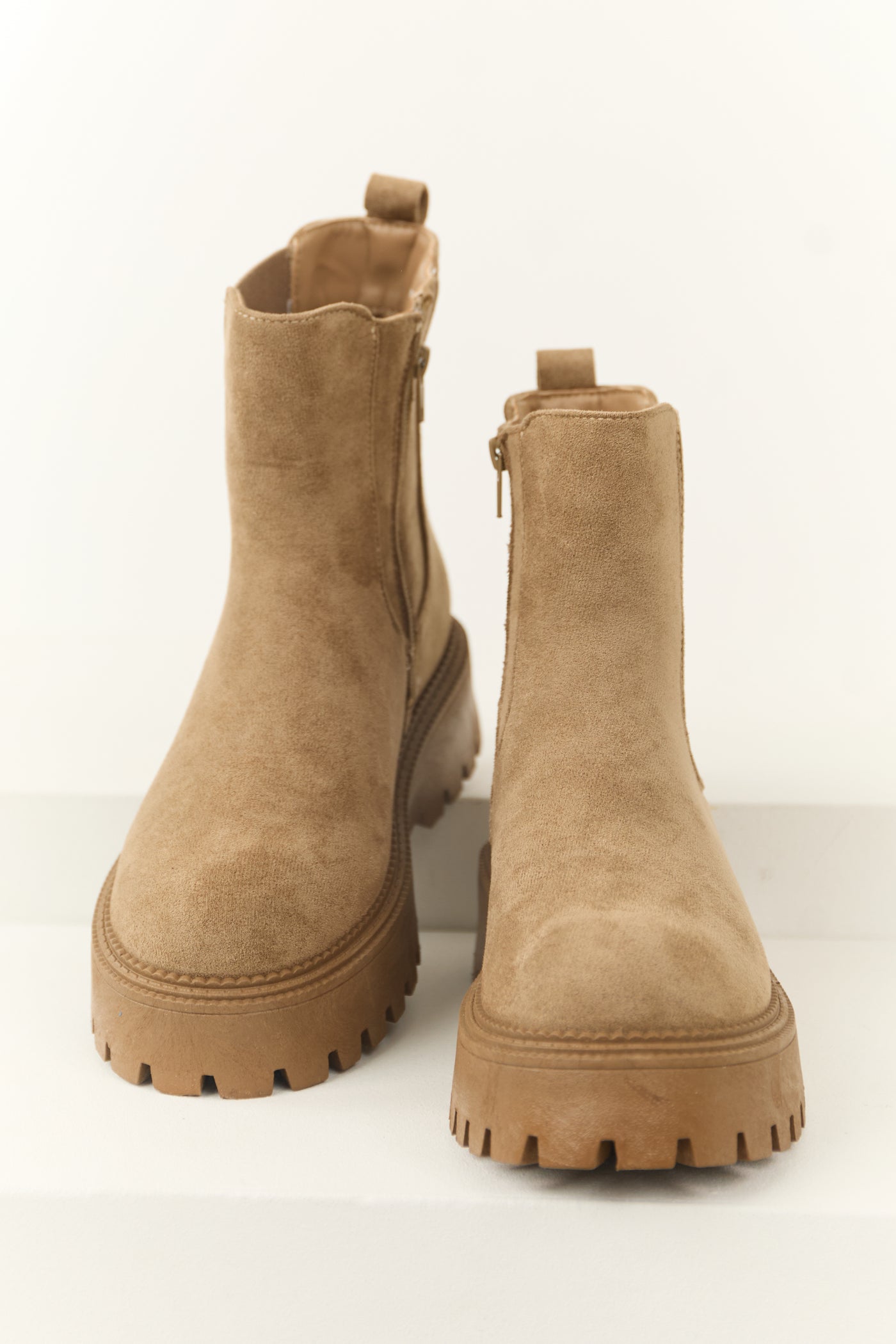 Latte Faux Suede Lug Platform Boots