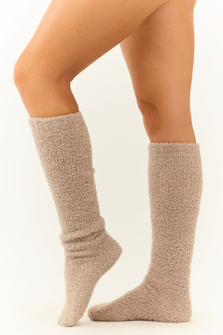 Latte Fleece Soft Knee High Socks