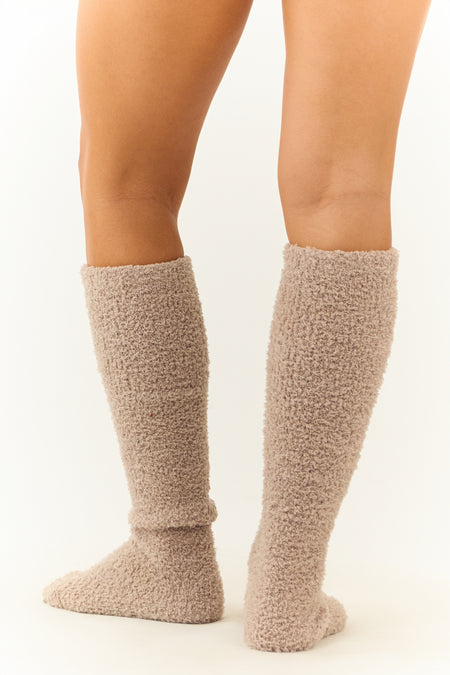 Latte Fleece Soft Knee High Socks