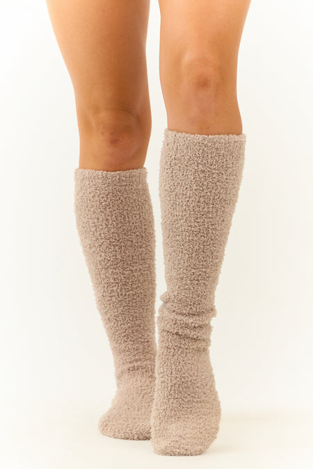 Latte Fleece Soft Knee High Socks