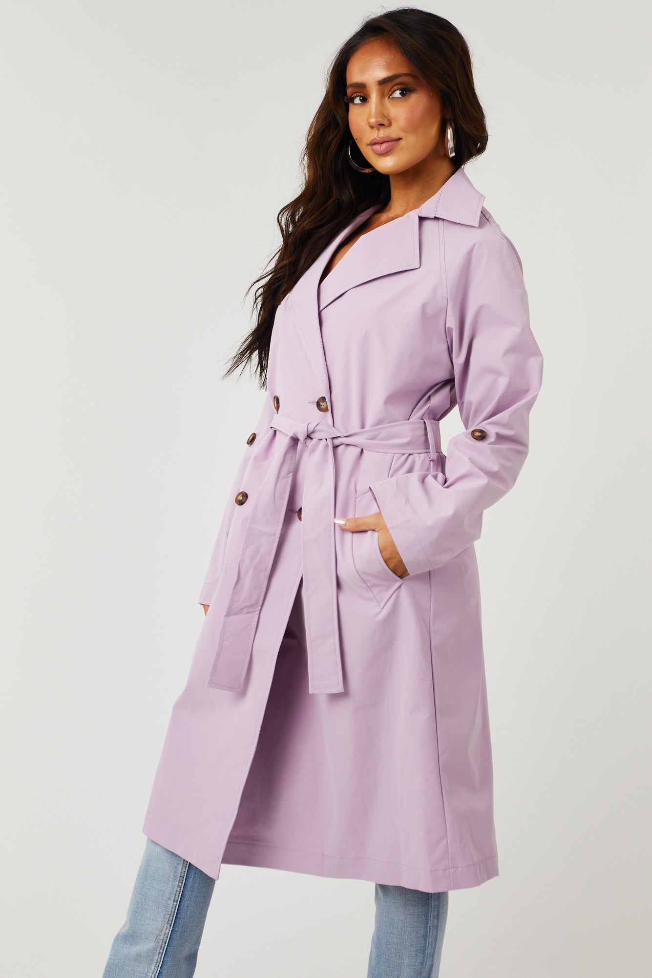 Lex Lavender Lightweight Long Trench Coat | Lime Lush