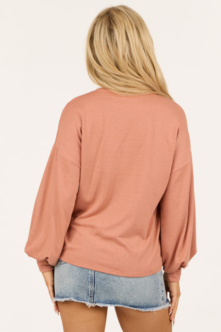 Light Ginger Western Graphic Long Sleeve Top