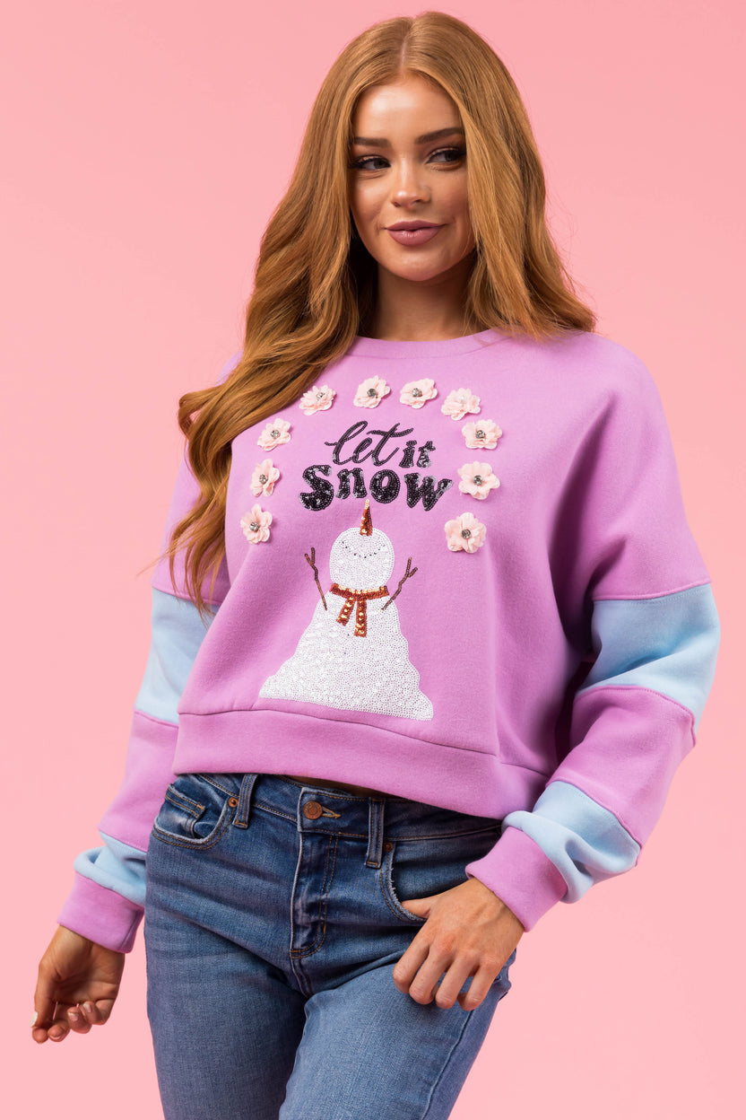 Light Iris Snowman 'Let it Snow' Graphic Sweater