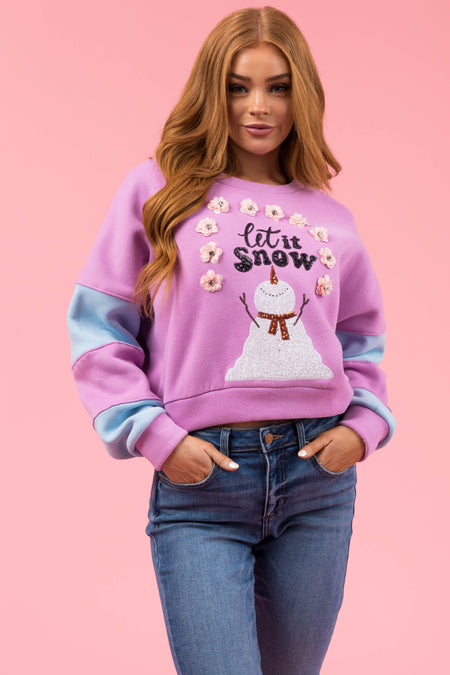 Light Iris Snowman 'Let it Snow' Graphic Sweater