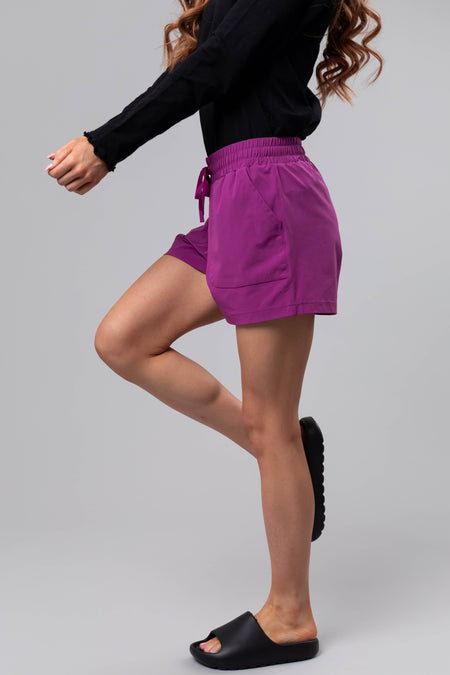 Light Plum Drawstring Athleisure Shorts