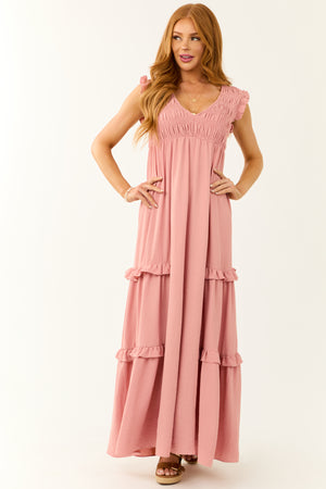 Light Punch Sleeveless Smocked Maxi Dress