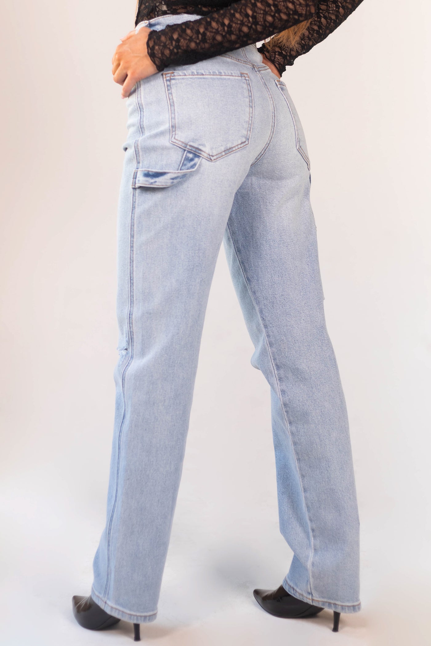 Light Wash Baggy Straight Leg Carpenter Jeans