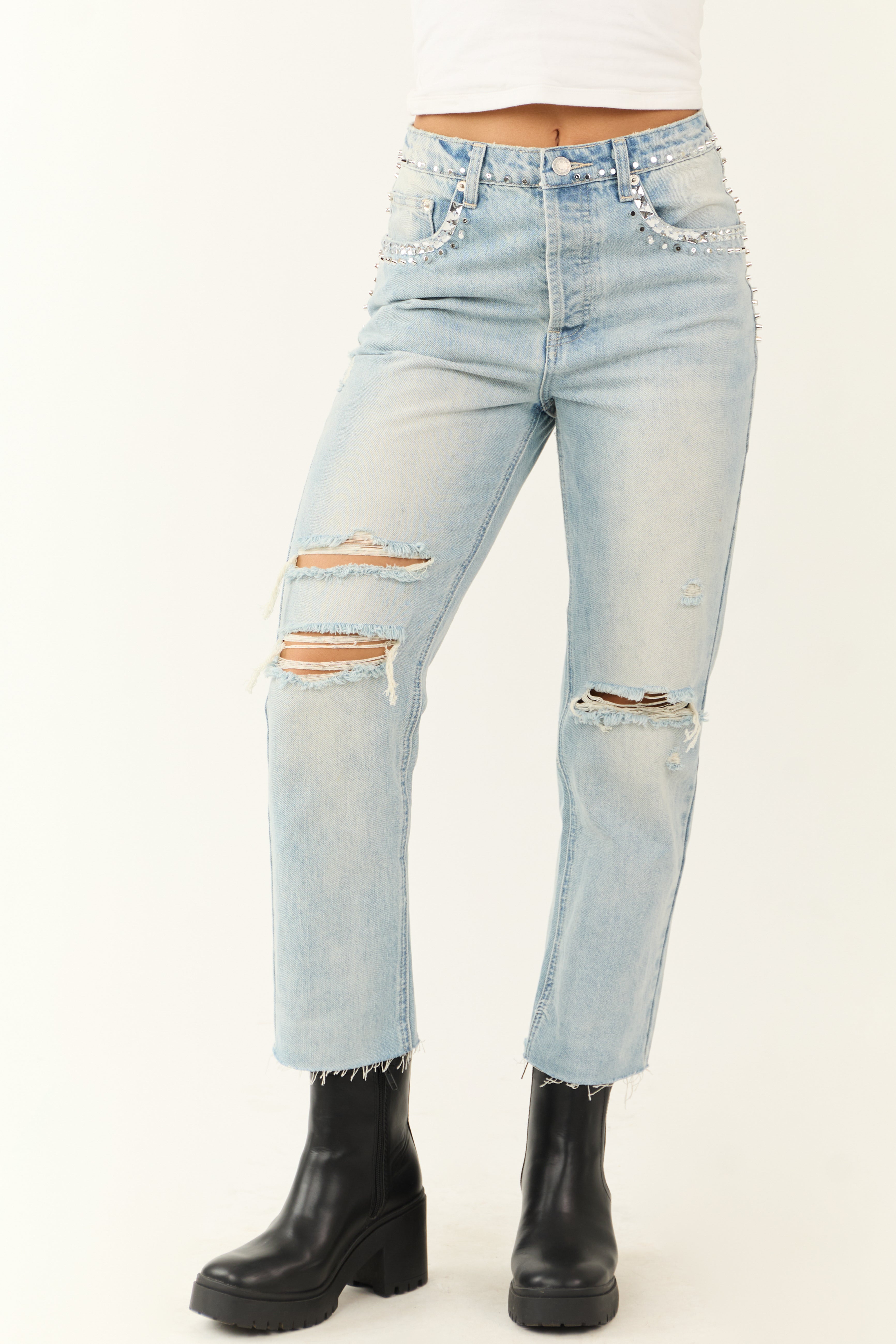 Rhinestone studded shops womens jeans