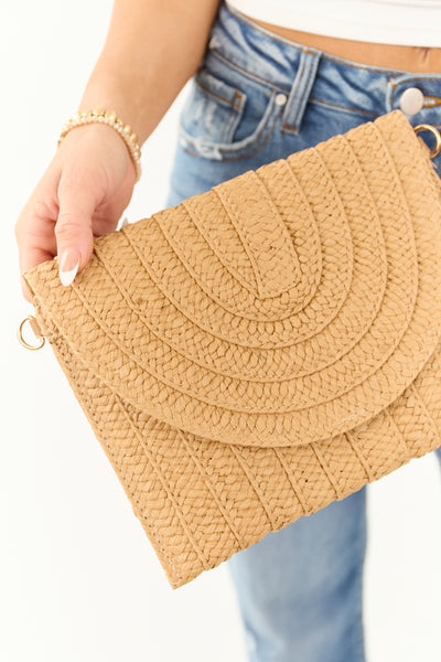 Light Brown Sugar Layered Braided Envelope Clutch