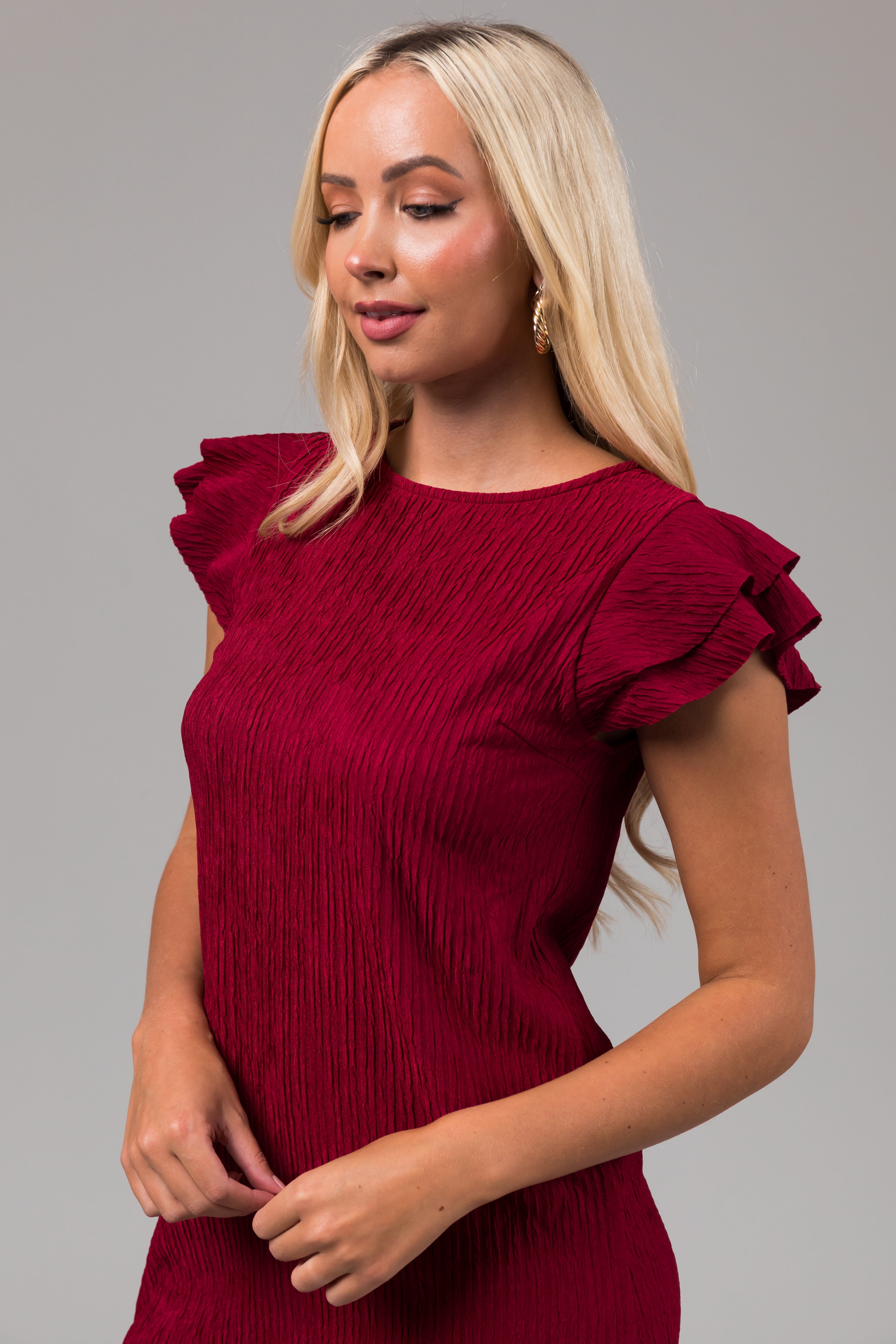 Burgundy clearance frill dress