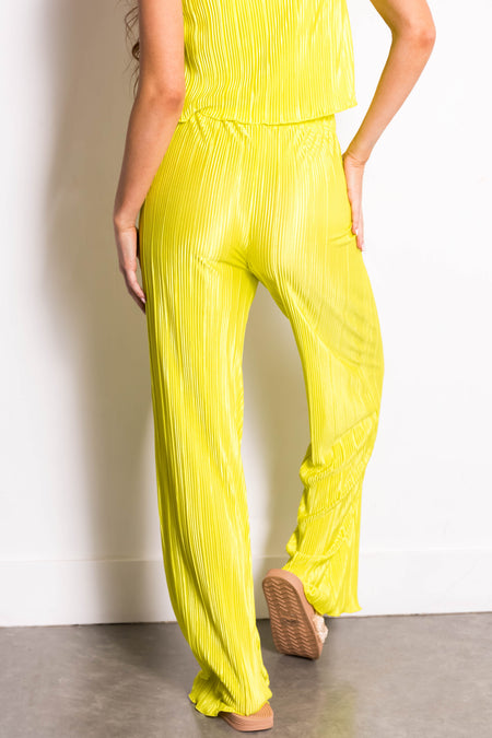 Lime Plisse Sleeveless Top and Pants Set