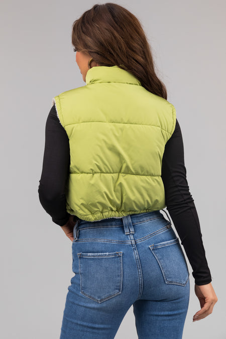 Lime Reversible Zip Up Puffer Vest