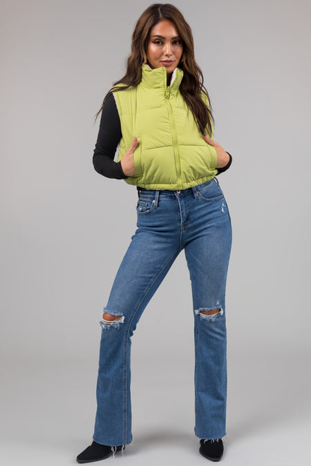 Lime Reversible Zip Up Puffer Vest